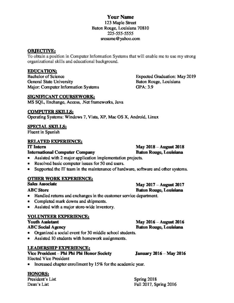 Sample Resume_College_BTF